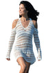 Sexy Long Sleeves Cut out Shoulder Crochet Beachwear